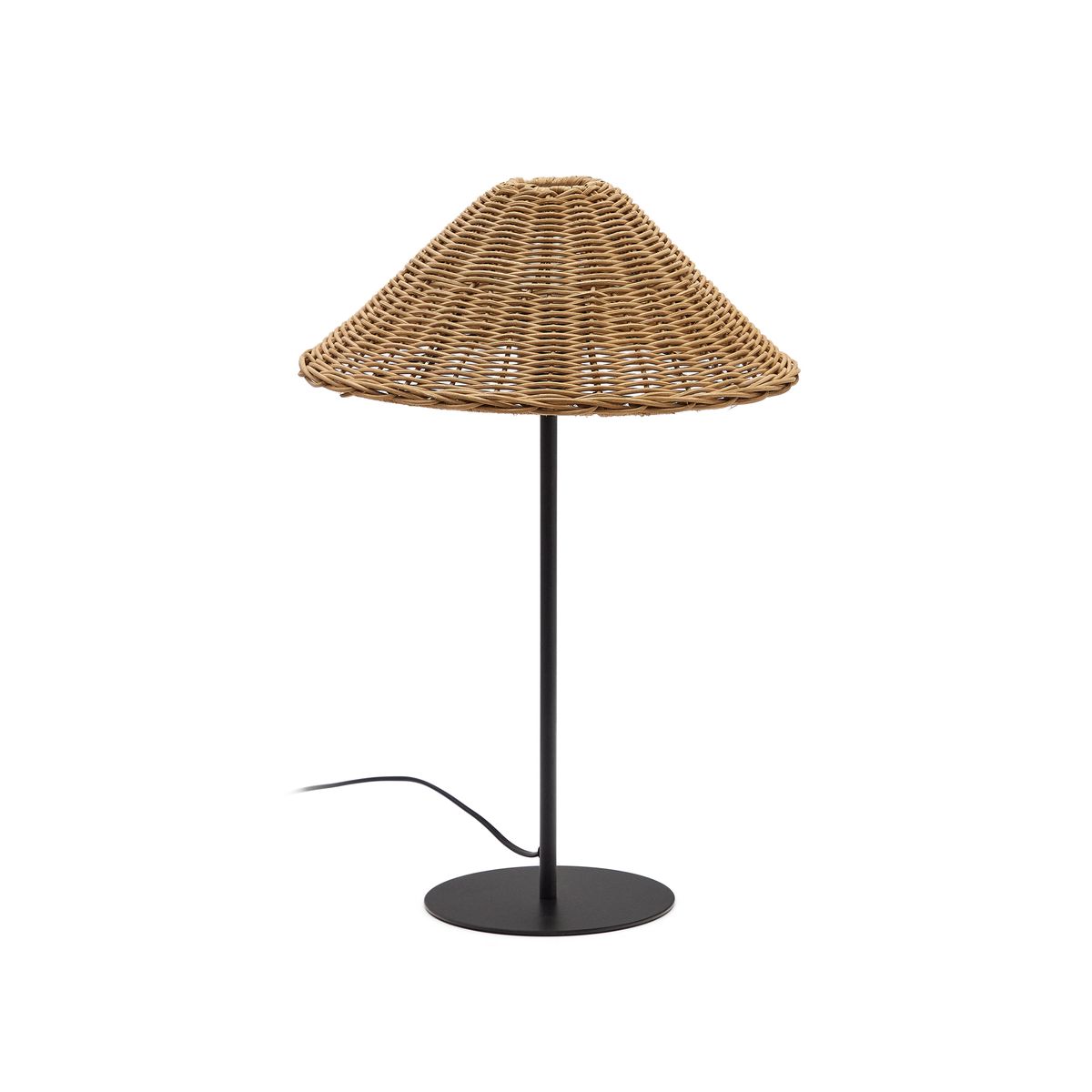 KAVE HOME Urania bordlampe - rattan og sort metal