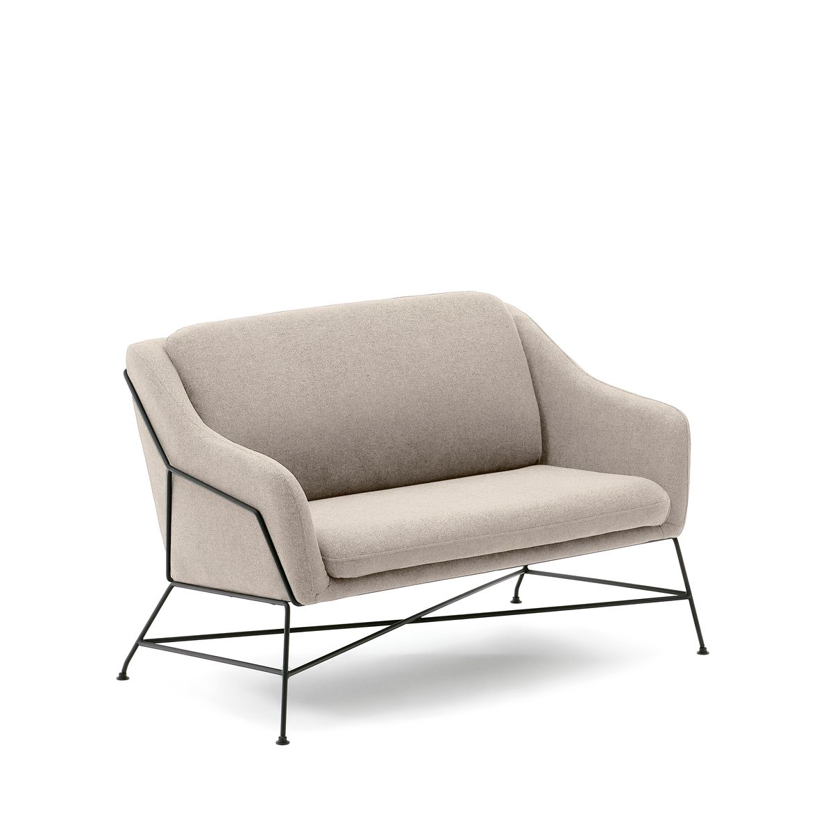 LAFORMA Brida 2 pers. sofa - beige stof og sort stål