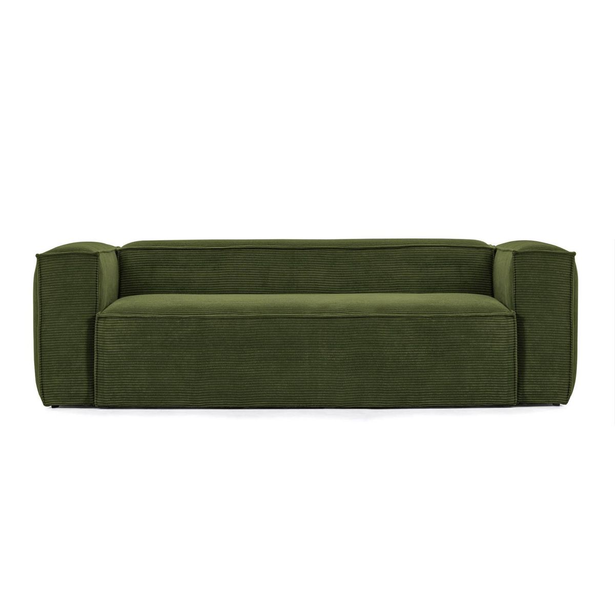 KAVE HOME Blok 3 pers. sofa - grøn corduroy fløjl (240 cm)