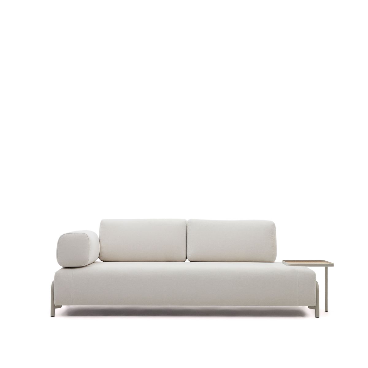 KAVE HOME Compo 3 pers. sofa, m. stor bakke - beige chenille med grå metalstruktur (232cm)