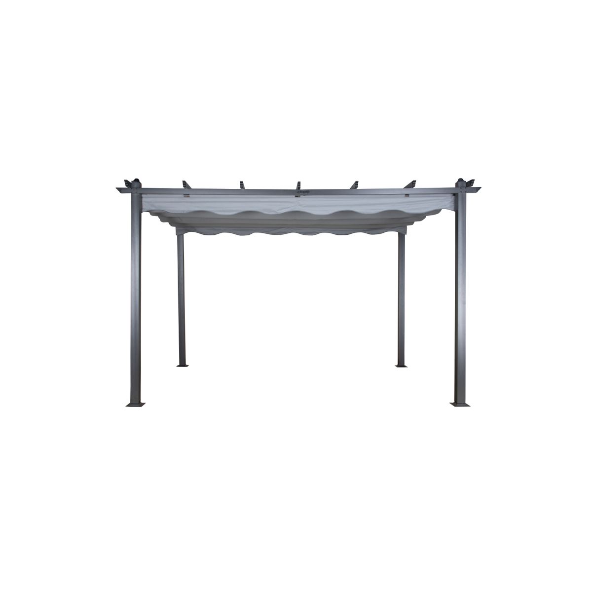 VENTURE DESIGN Lazio pergola, rektangulær - grå polyester og sort aluminium (393x293)