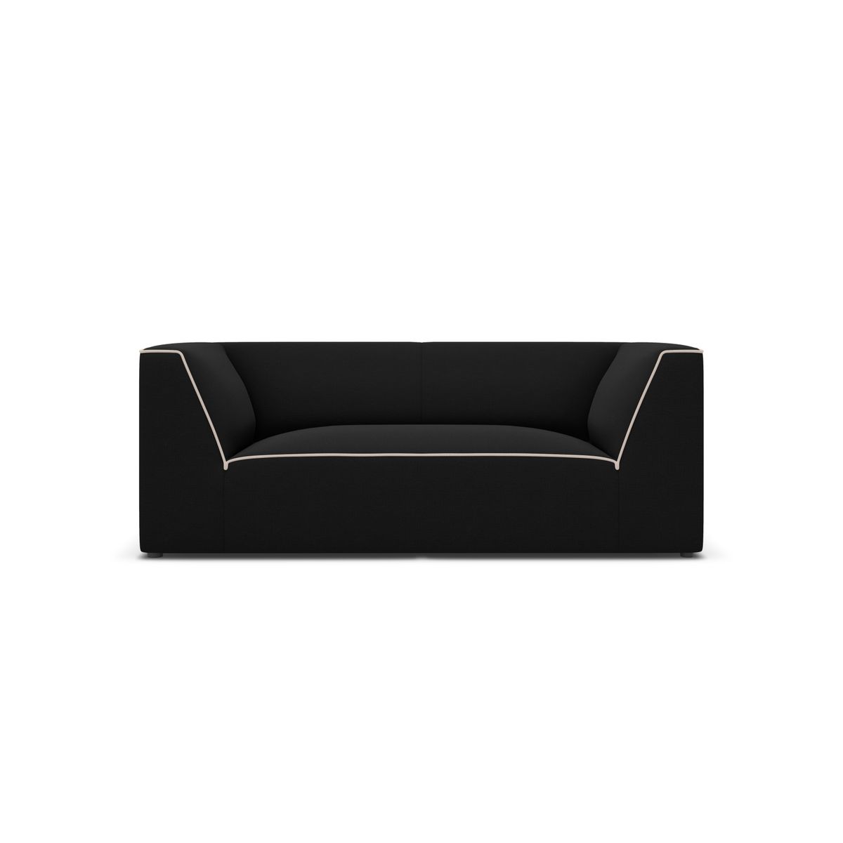 MICADONI Ruby sofa, 2 sæder - sort/beige stof og sort plast