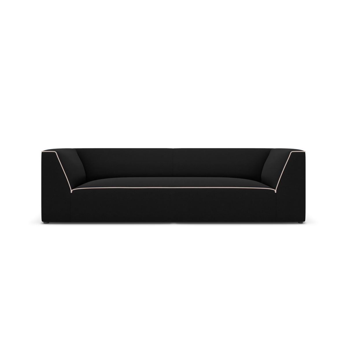 MICADONI Ruby sofa, 3 sæder - sort/beige stof og sort plast