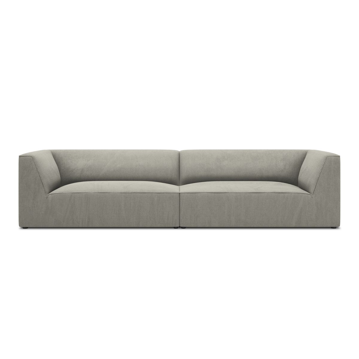 MICADONI Ruby sofa, 4 sæder - grå corduroy stof og sort plast