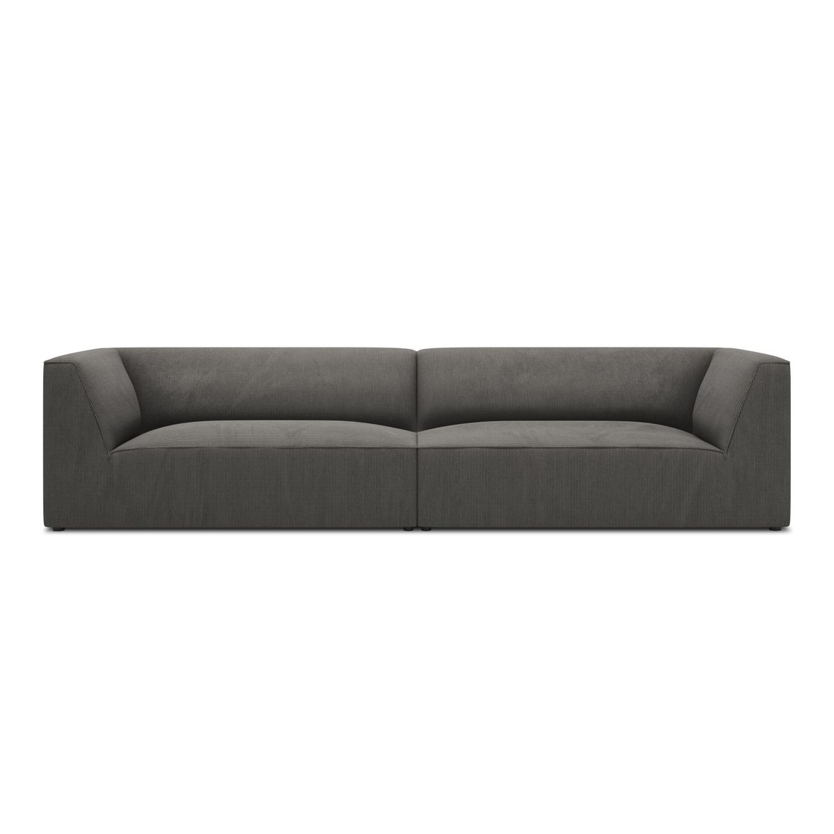 MICADONI Ruby sofa, 4 sæder - antracitgrå corduroy stof og sort plast