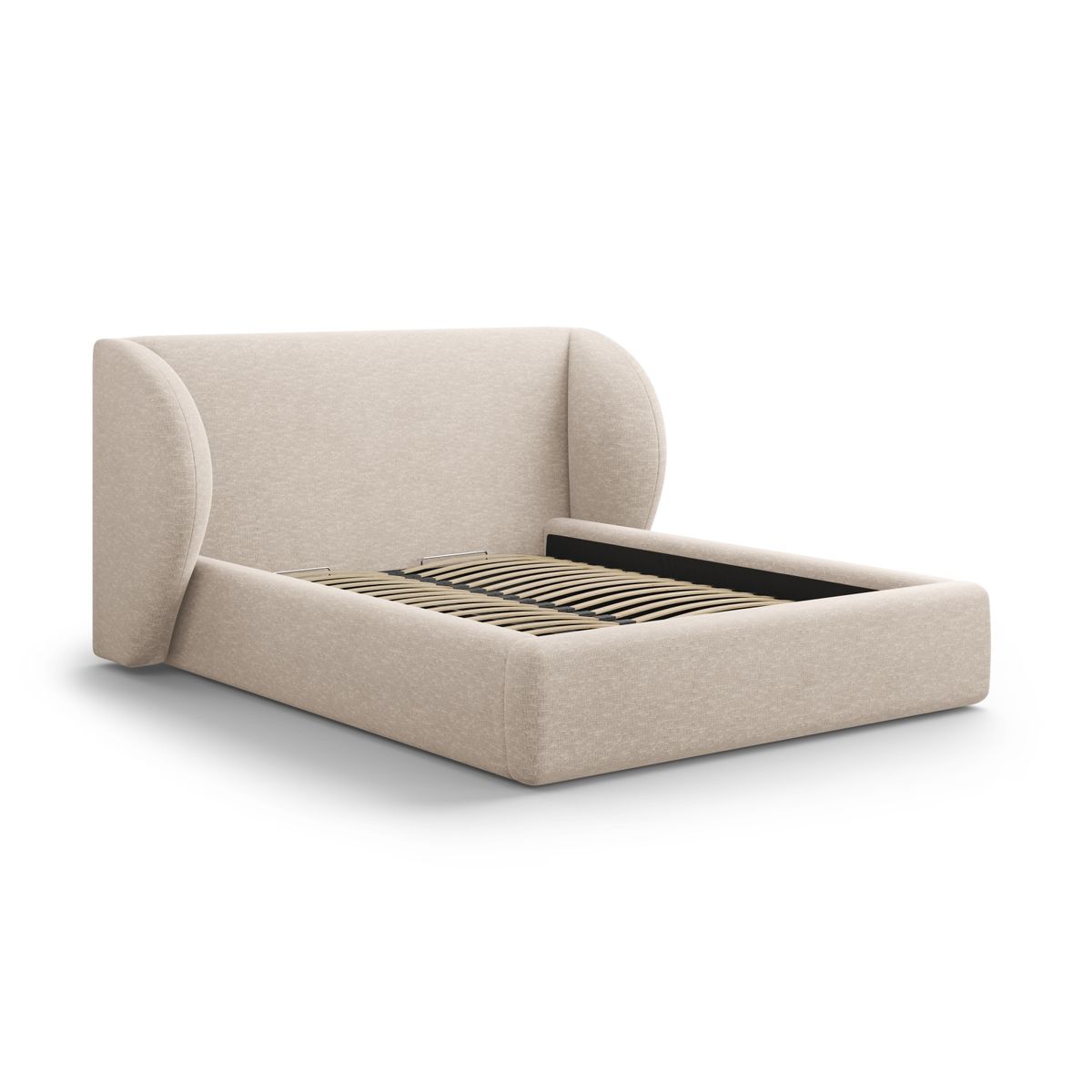 MICADONI Miley sengeramme, m. sengegavl og lameller - beige chenille (230x247x100)