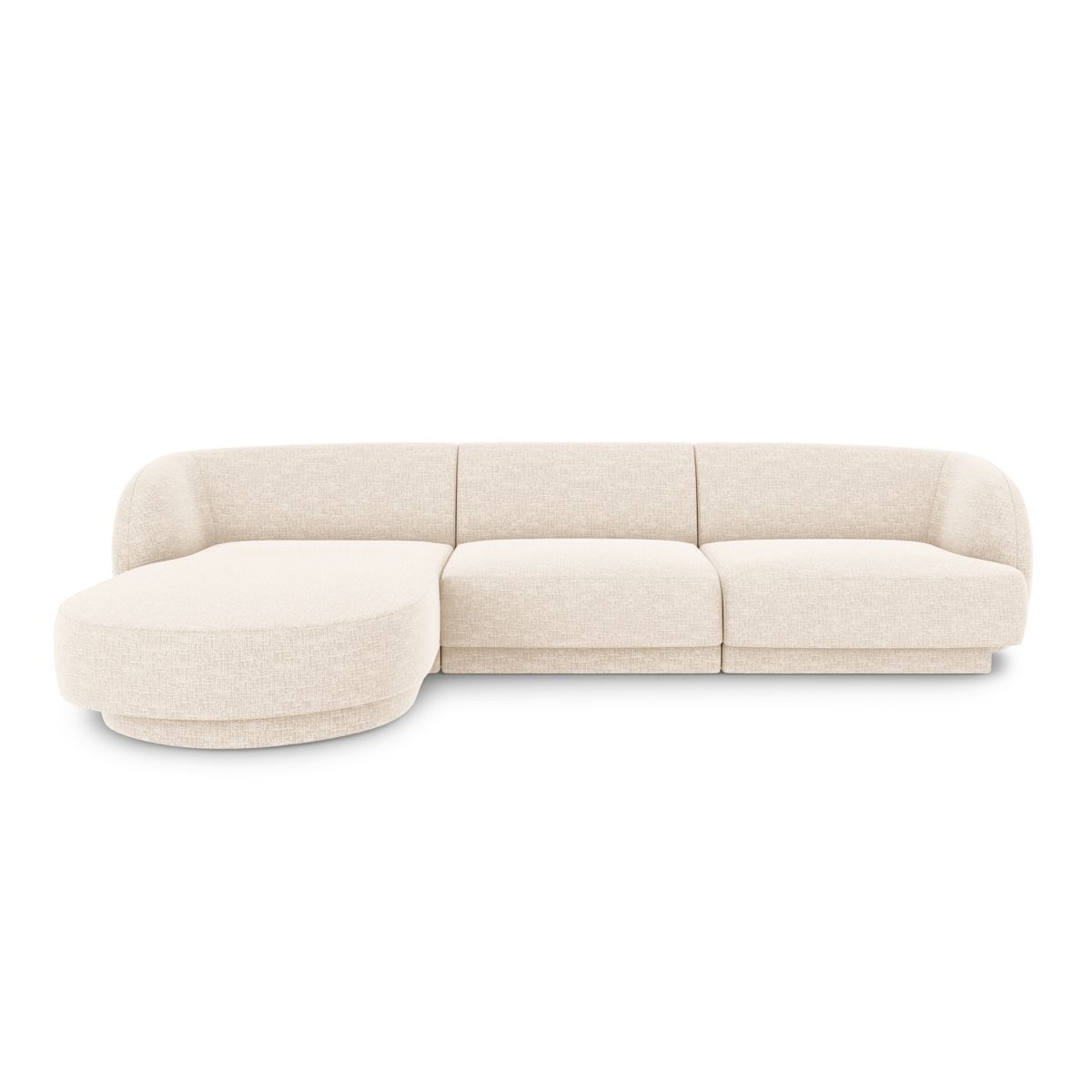 MICADONI Miley hjørnesofa, venstre, 4 sæder - beige chenille og sort plast