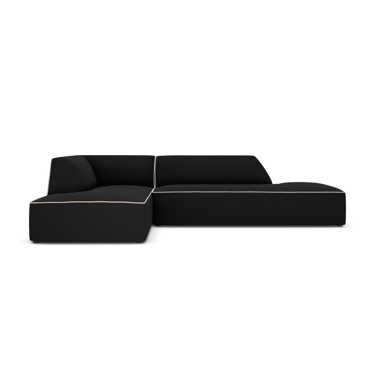 MICADONI Ruby Modul hjørnesofa, venstre, 4 sæder - sort/beige stof og sort plast