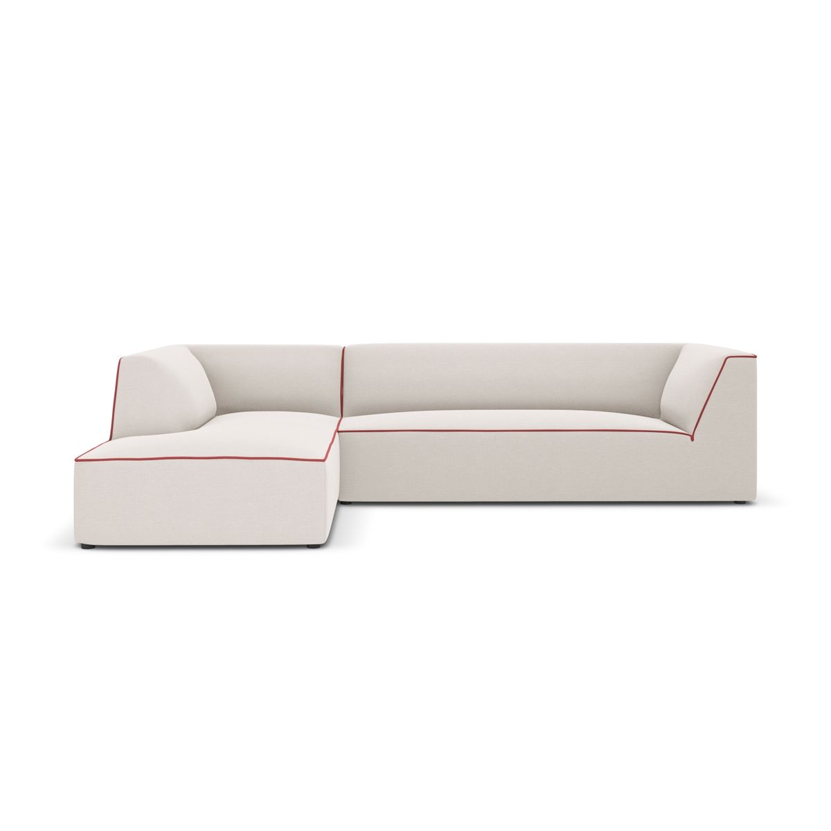 MICADONI Ruby Modul hjørnesofa, venstre, 4 sæder - beige/rød stof og sort plast