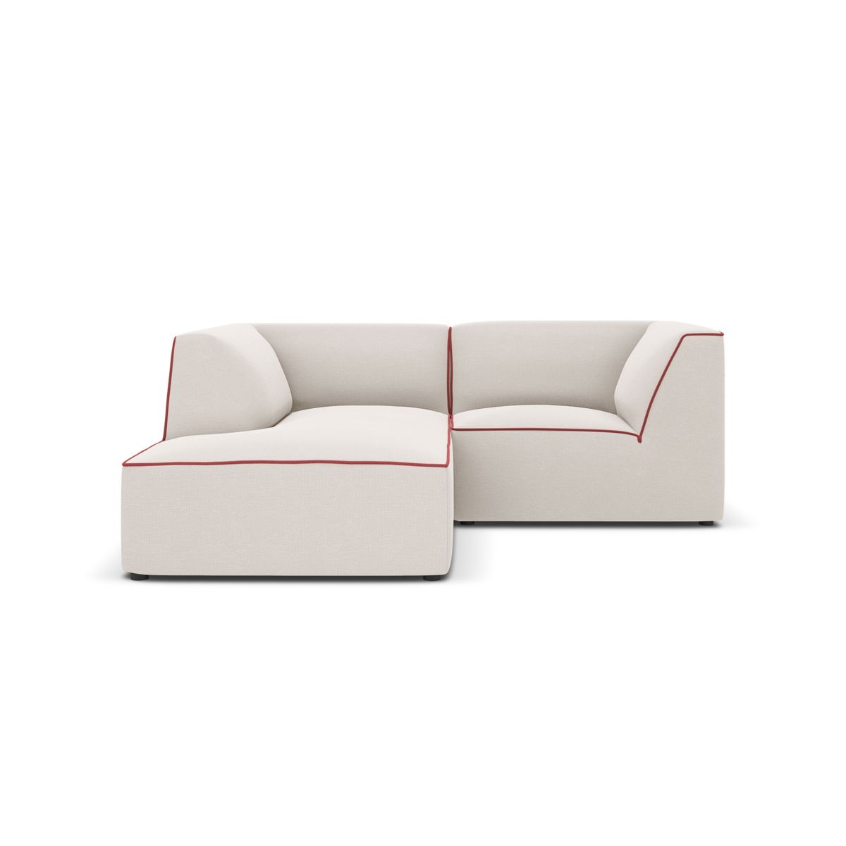 MICADONI Ruby Modul hjørnesofa, venstre, 3 sæder - beige/rød stof og sort plast