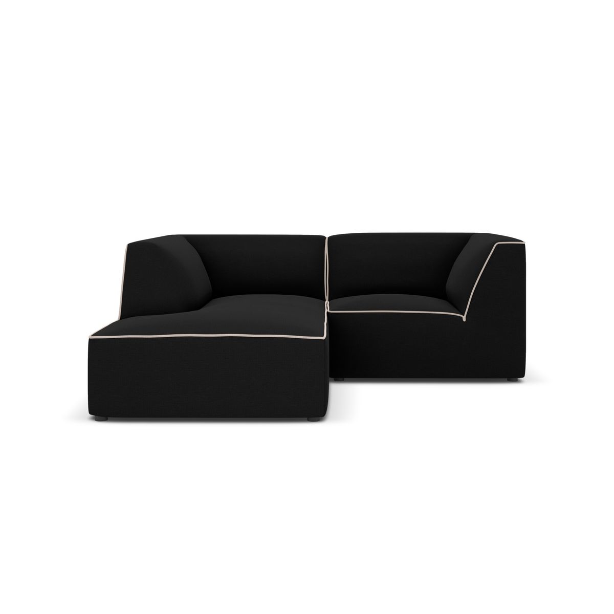 MICADONI Ruby Modul hjørnesofa, venstre, 3 sæder - sort/beige stof og sort plast