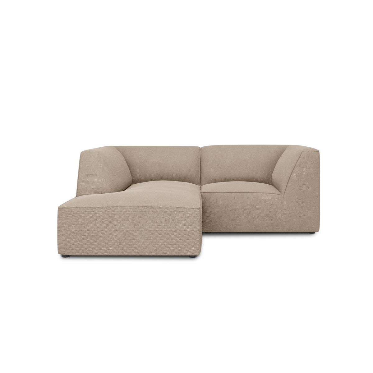 MICADONI Ruby Modul hjørnesofa, venstre, 3 sæder - beige stof og sort plast