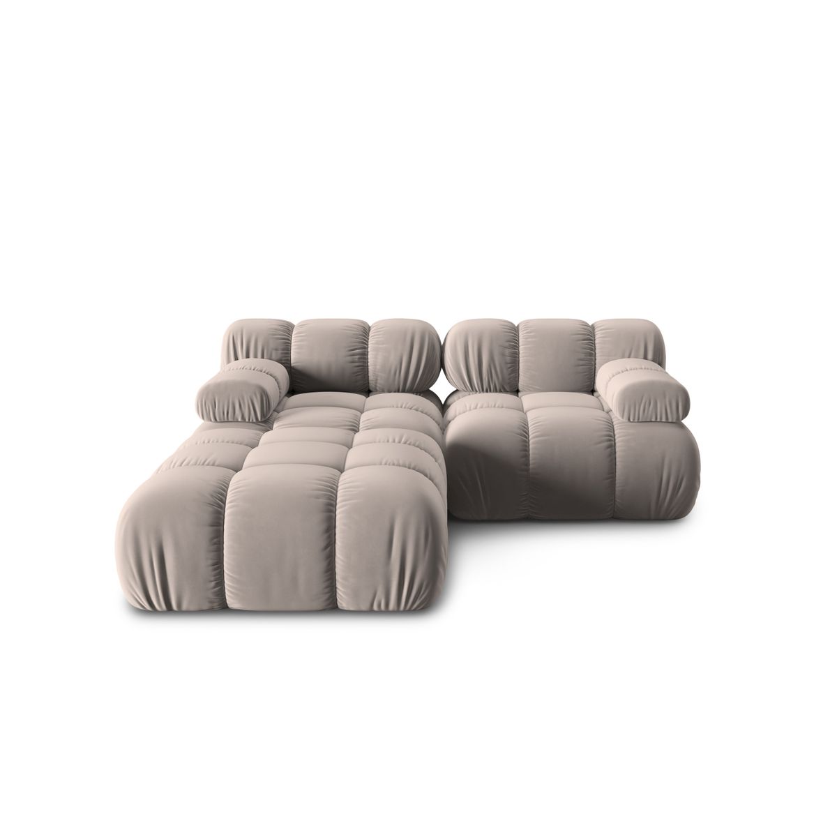 MICADONI Bellis Modul sofa, 3 sæder - beige fløjl og sort plastik