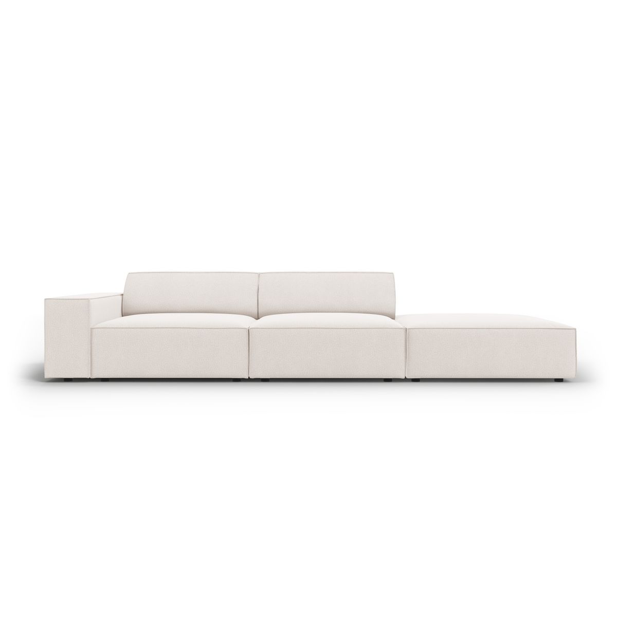 MICADONI Jodie sofa, højre, 3 sæder - beige stof og sort plast