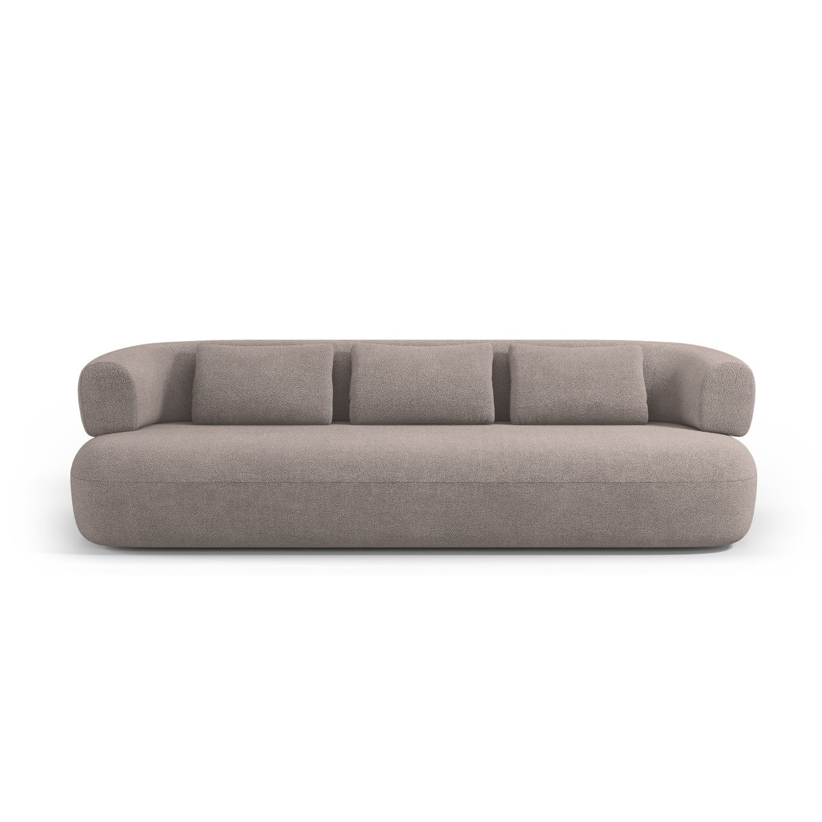 MICADONI Jenny sofa, 4 sæder - brun bouclé og sort plast