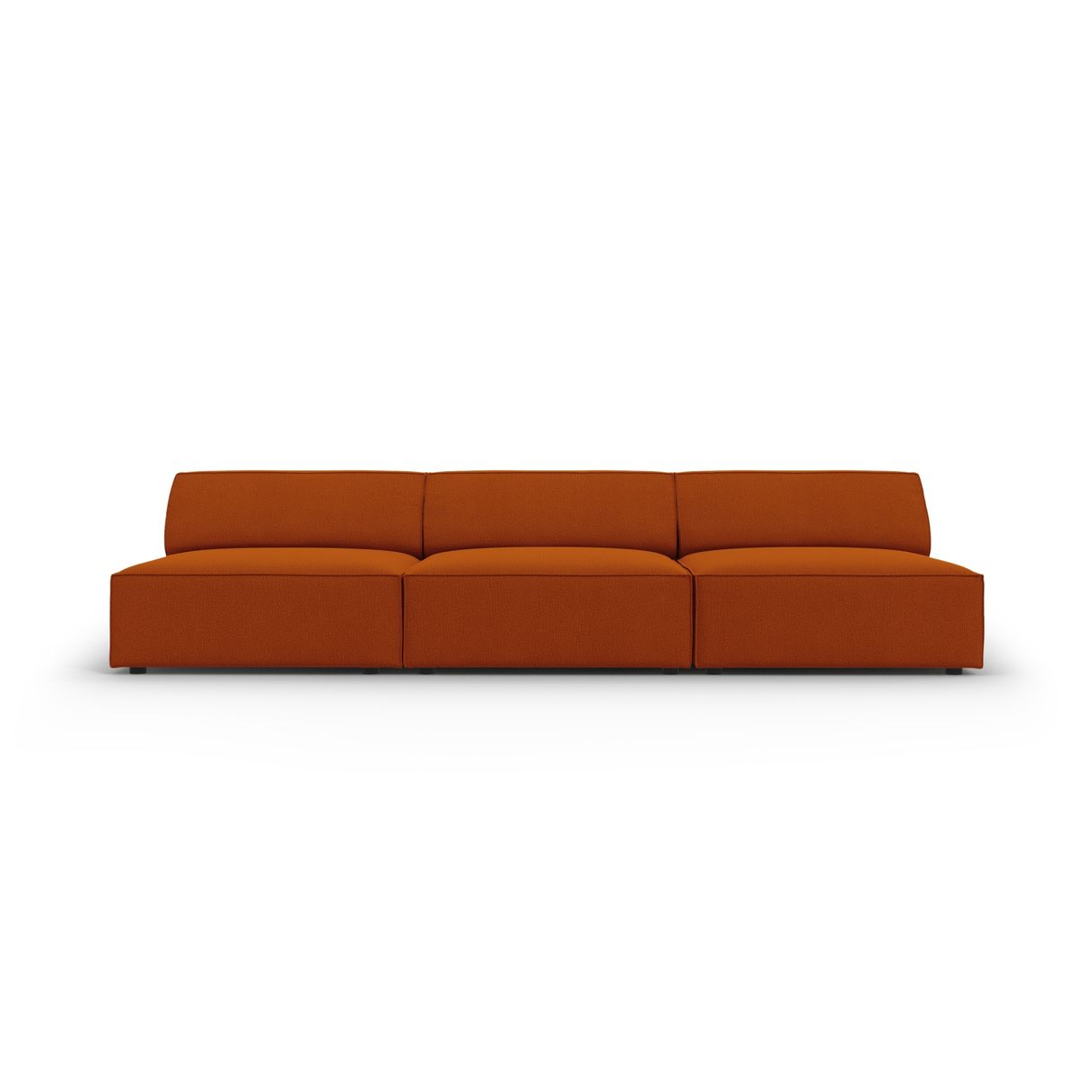 MICADONI Jodie sofa, 3 sæder - orange stof og sort plast