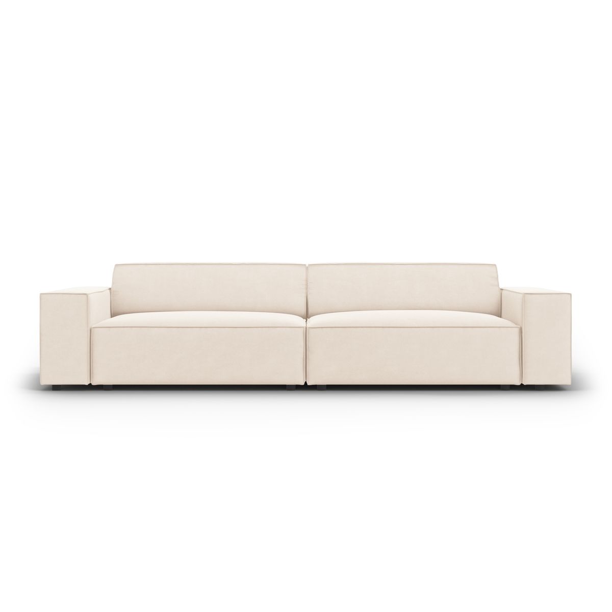 MICADONI Jodie sofa, 4 sæder - beige fløjl og sort plast