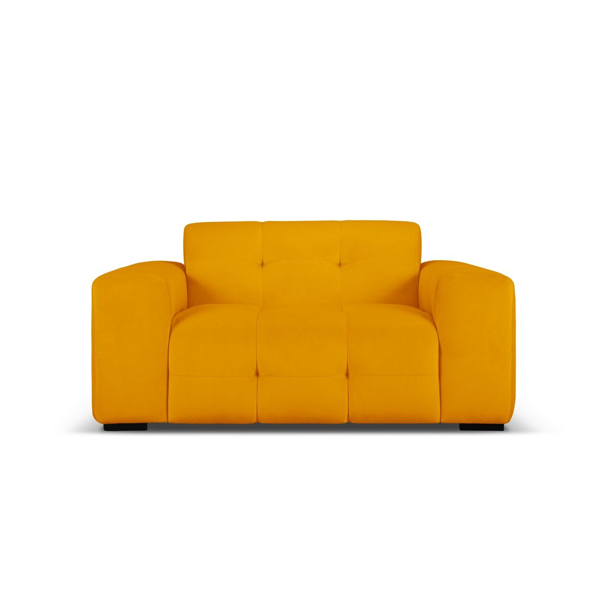 MICADONI Kendal sofa, 2 sæder - orange fløjl og sort bøgetræ