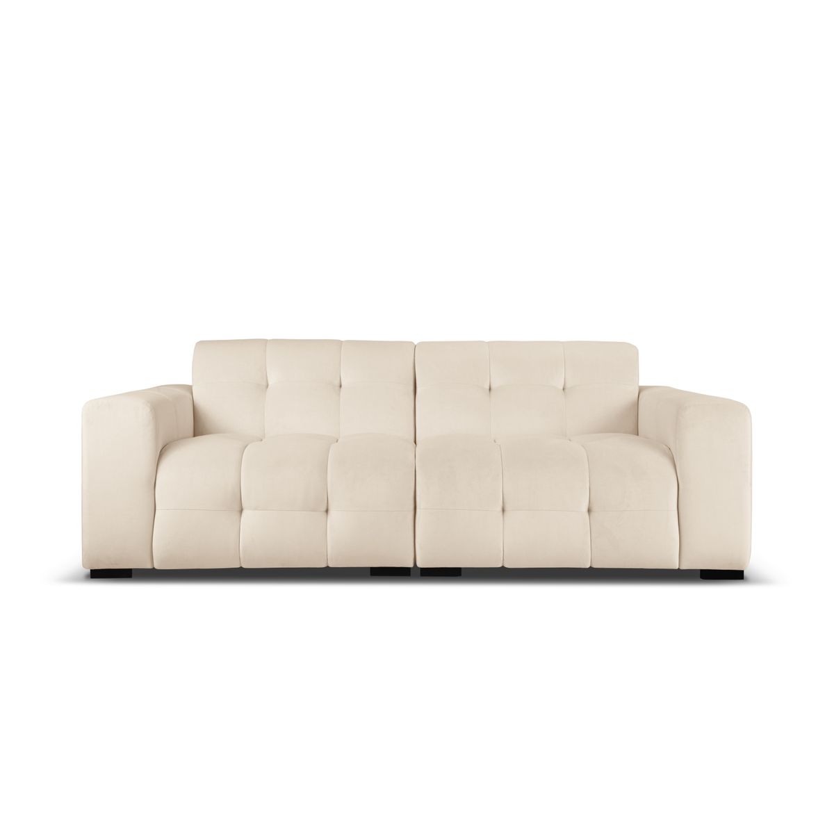 MICADONI Kendal sofa, 4 sæder - beige fløjl og sort bøgetræ