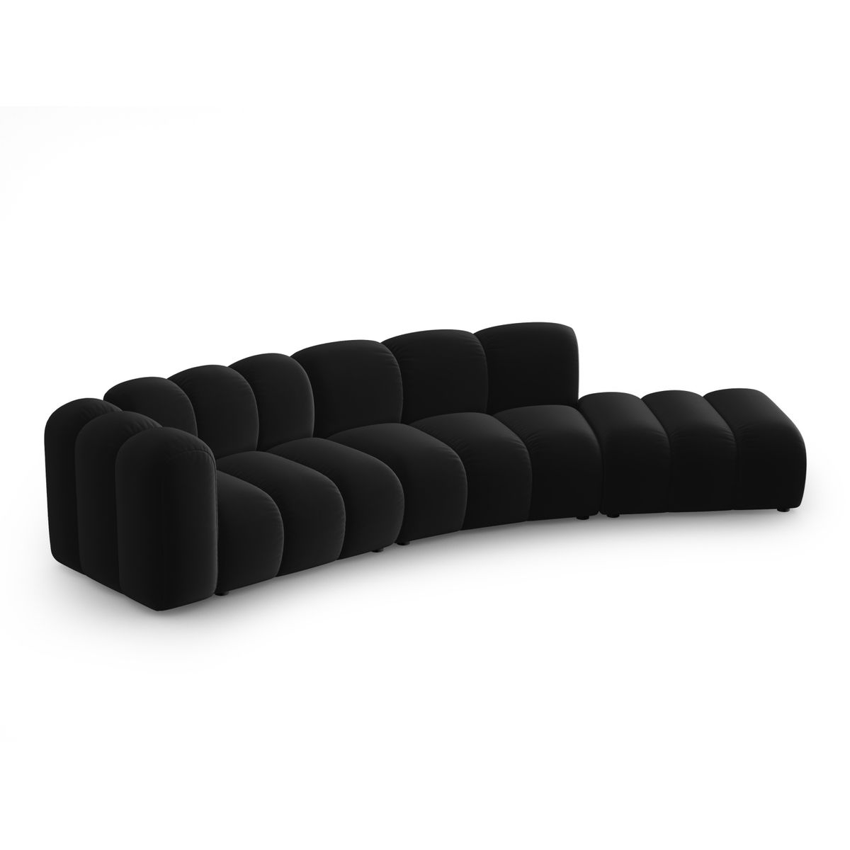 MICADONI Lupin Modul sofa, højre, 5 sæder - sort fløjl og sort plast