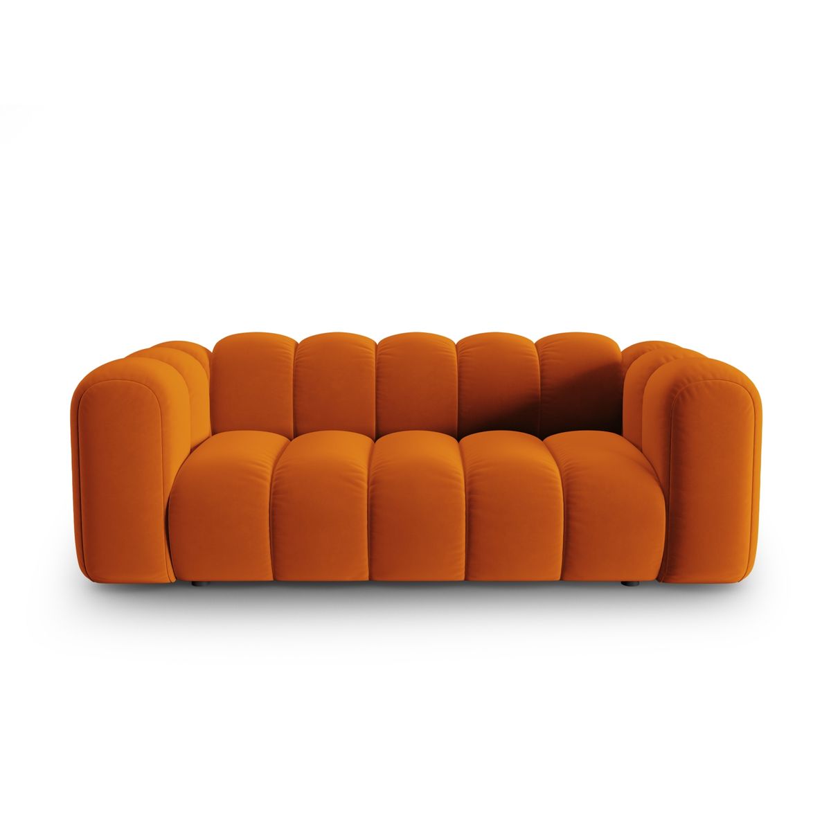 MICADONI Lupin sofa, 2 sæder - orange fløjl og sort plast