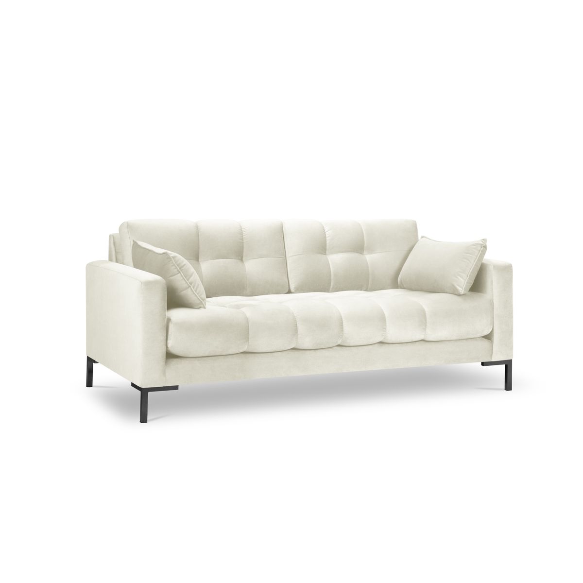 MICADONI Mamaia sofa, 3 sæder - beige fløjl og sort metal