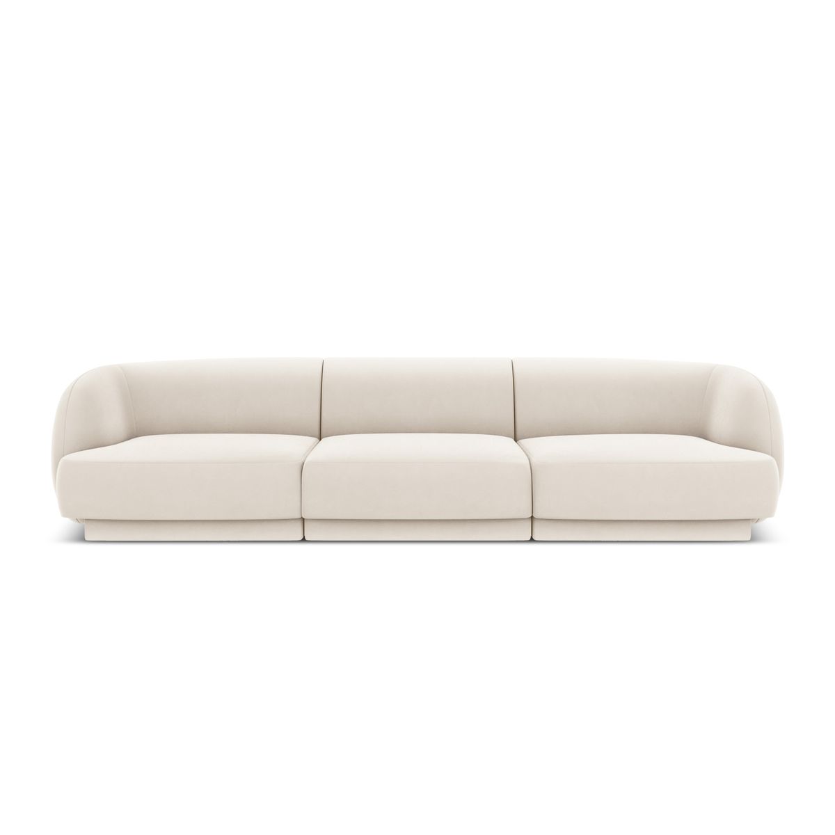 MICADONI Miley sofa, 3 sæder - beige fløjl og sort plast