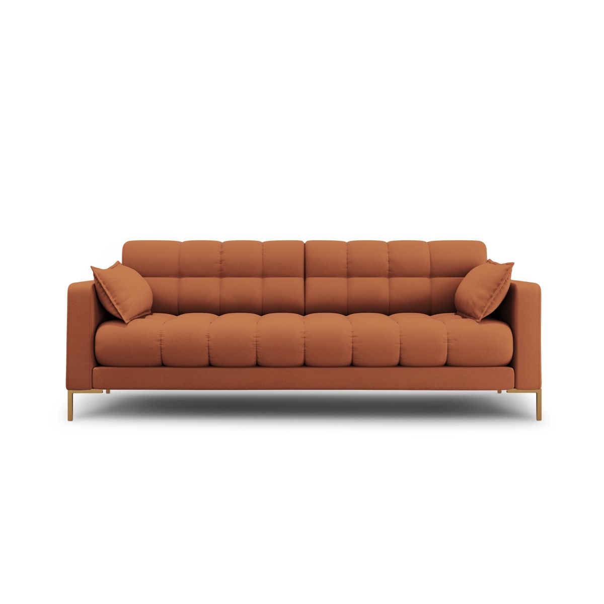 MICADONI Mamaia sofa, 4 sæder - brun stof og guld metal