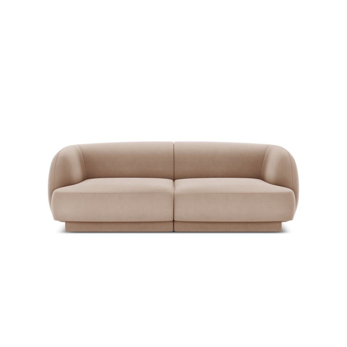 MICADONI Miley sofa, 2 sæder - brun fløjl og sort plast