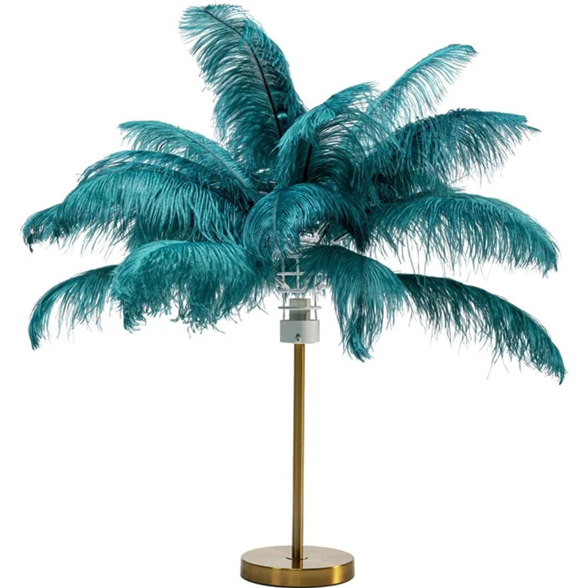 KARE DESIGN Feather Palm bordlampe - grøn strudsefjer og messing stål