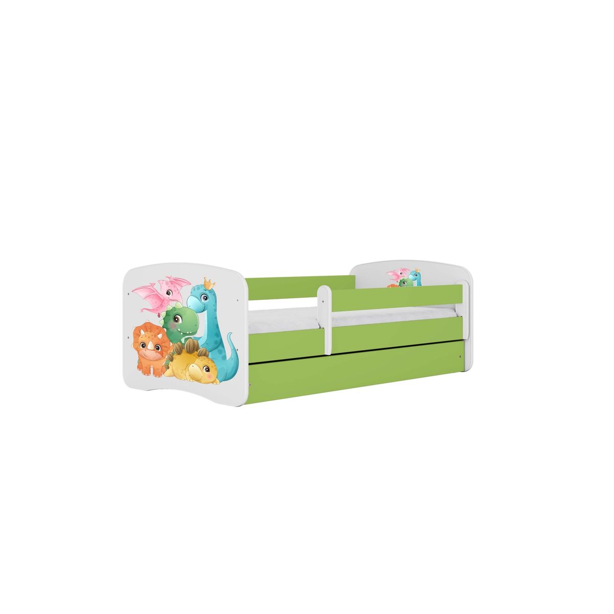 KOCOT KIDS Seng babydreams green tiny dinos uden skuffe med madras 140/70