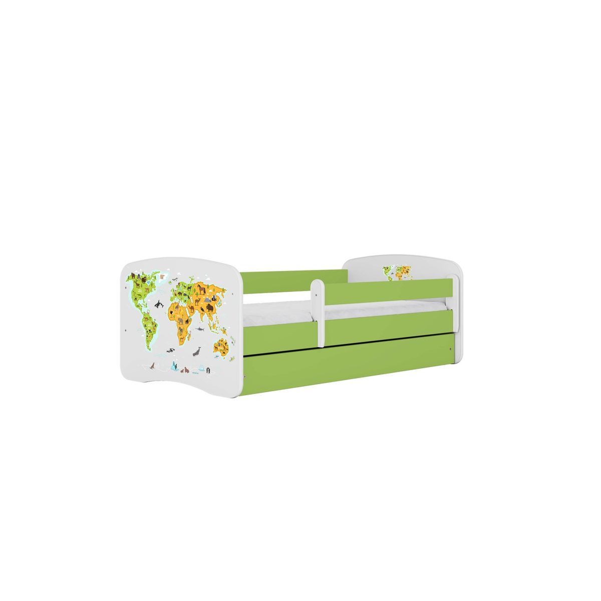 KOCOT KIDS Seng babydreams green map med skuffe med madras 180/80