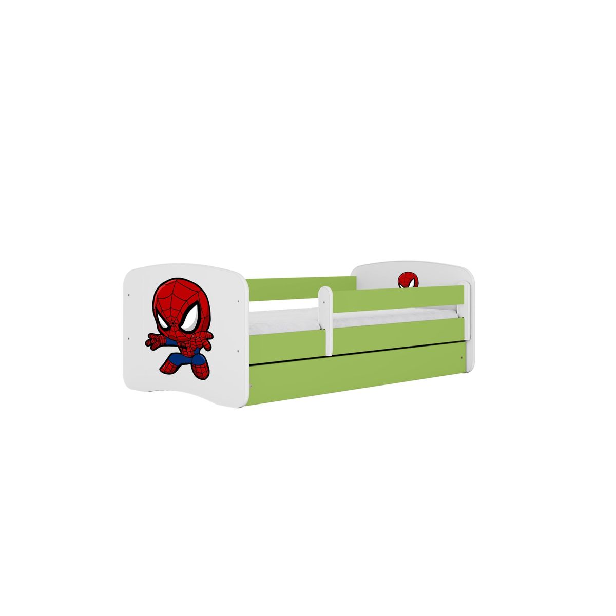 KOCOT KIDS Seng babydreams green spiderman uden skuffe med madras 140/70