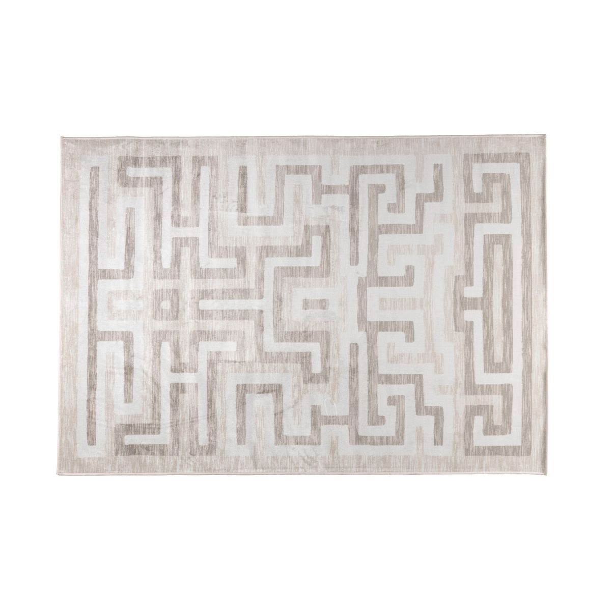 WHITE LABEL LIVING Labyrintho gulvtæppe, rektangulær - beige polyester/bomuld (140x200)