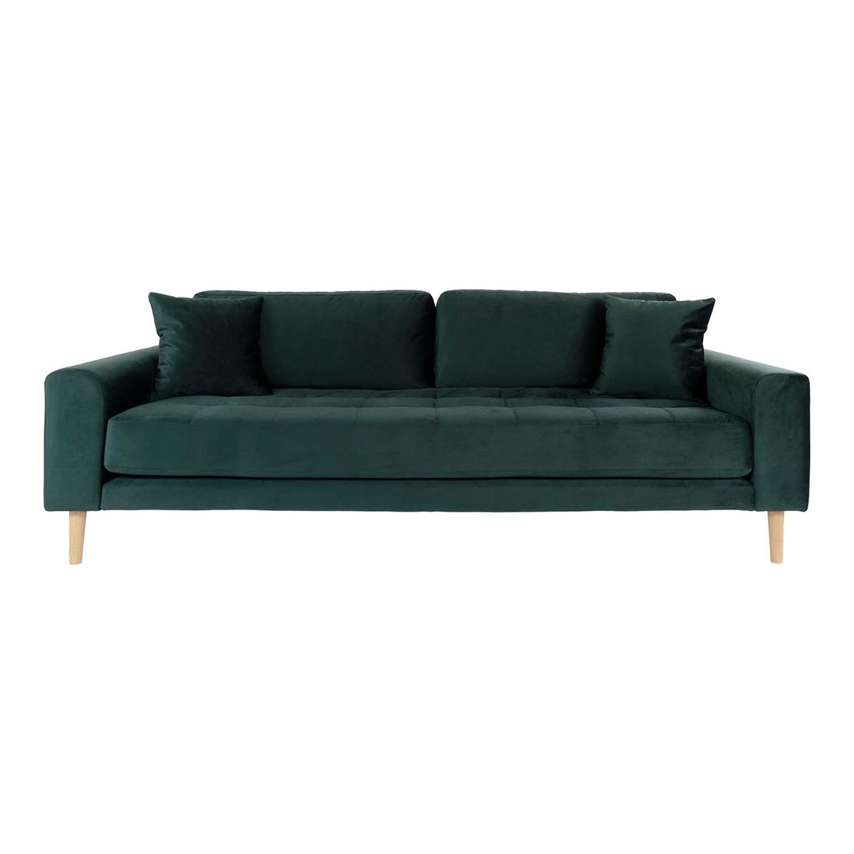 HOUSE NORDIC Lido 3 pers sofa - mørkegrøn velour og natur træ