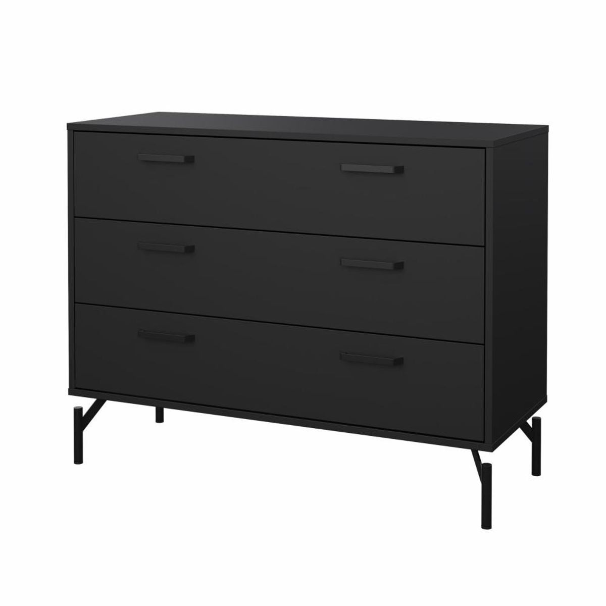 TVILUM Dana Chest med 3 skuffer, Matt Black, 98,7 x 39,8 x 76,6 cm