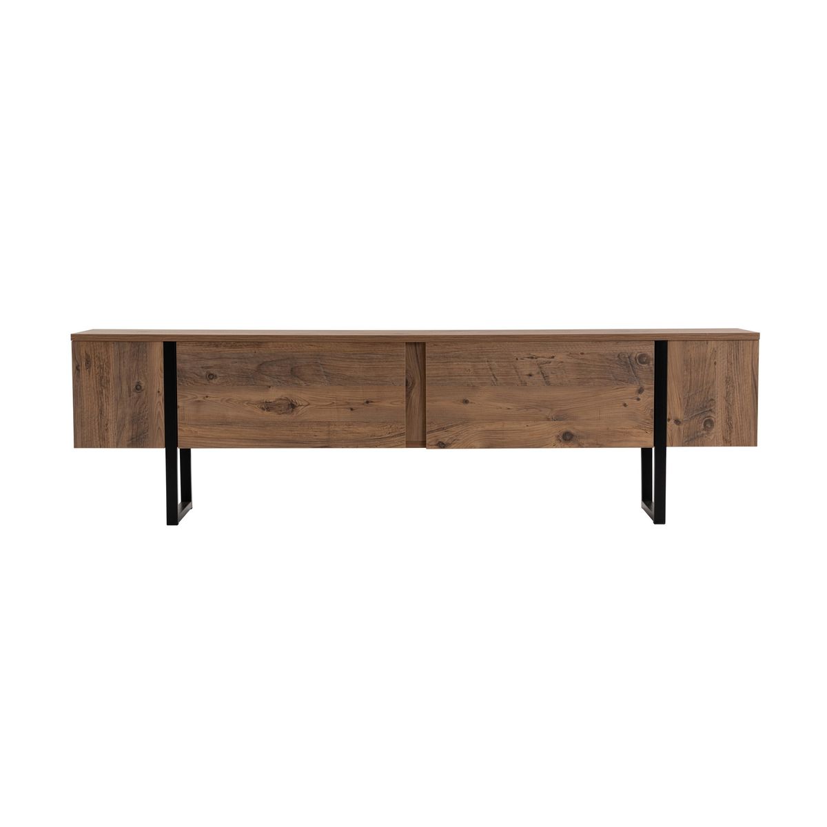 NORDVÄRK Serenity TV-bord, m. 2 låger - Atlantic Pine melamin og sort (180x29,5)