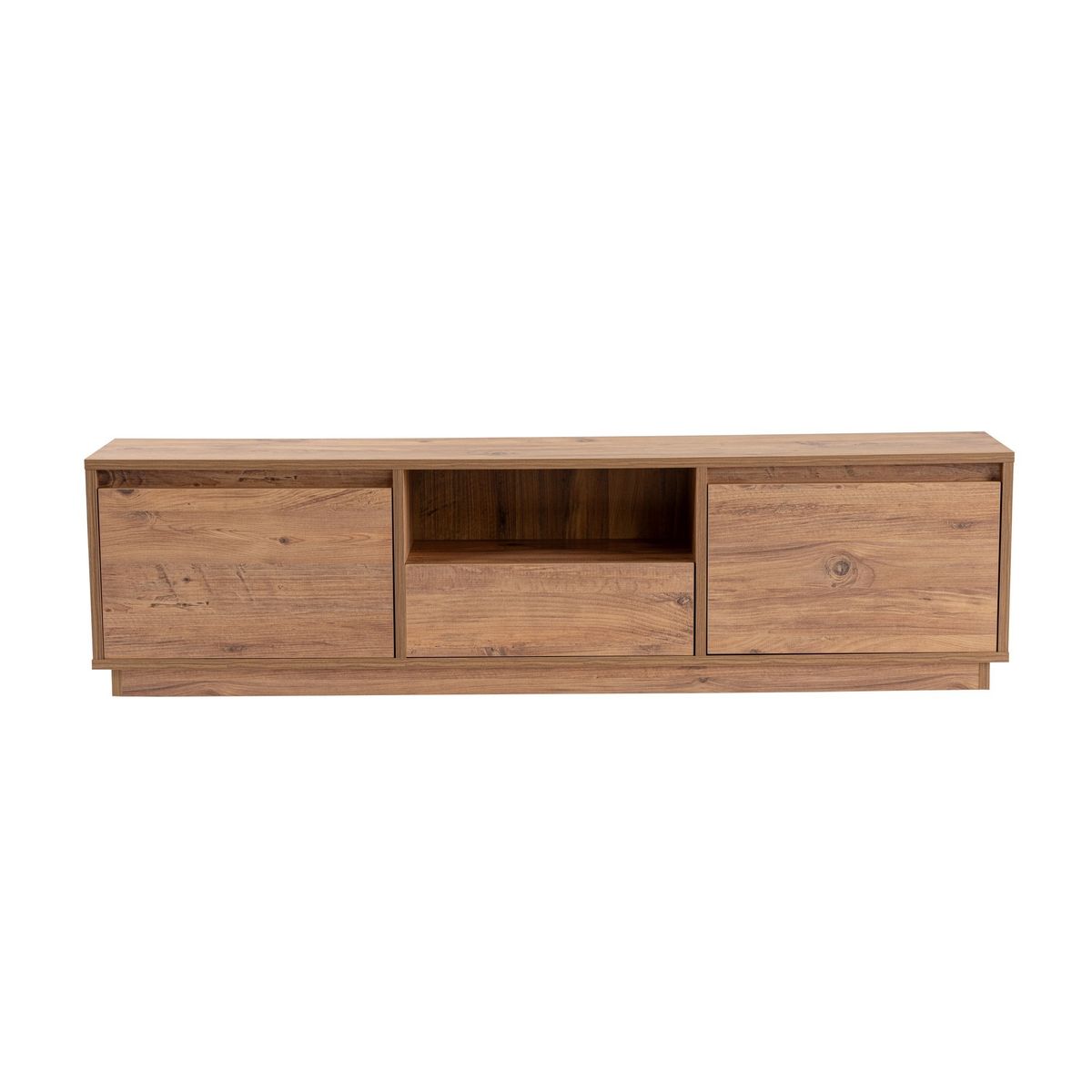 NORDVÄRK Vanguard TV-bord, m. 3 låger og 1 rum - Atlantic Pine melamin (160x29,5)