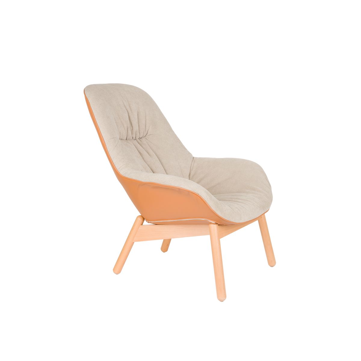 WHITE LABEL LIVING Duke loungestol, m. armlæn - beige polyester, lysebrun polypropylenplast, bøg