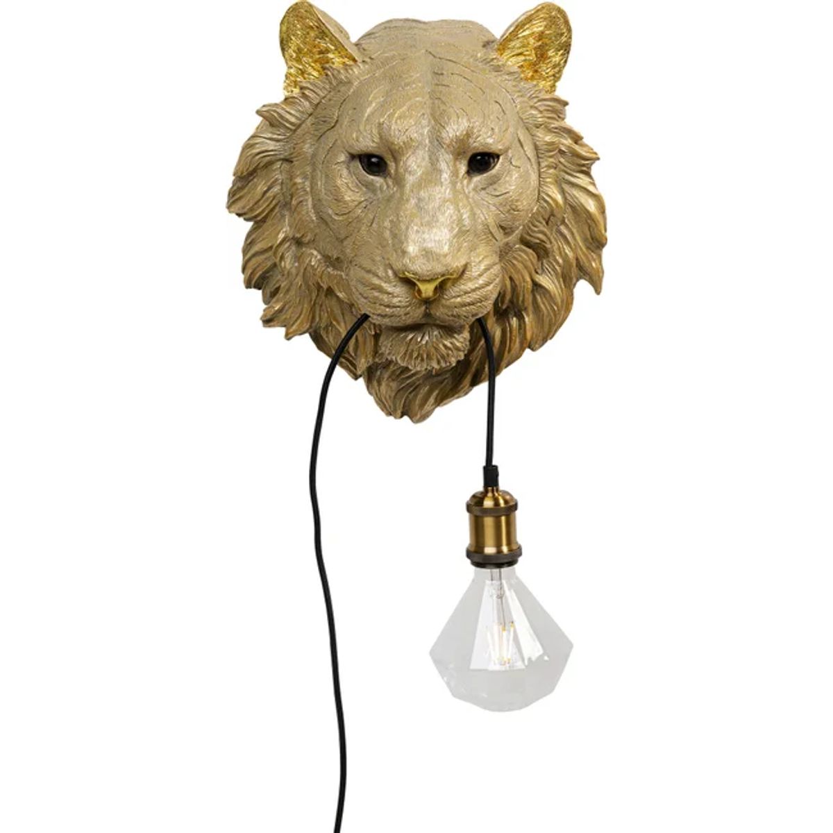 KARE DESIGN Animal Tiger Head væglampe - guld polyresin og aluminium