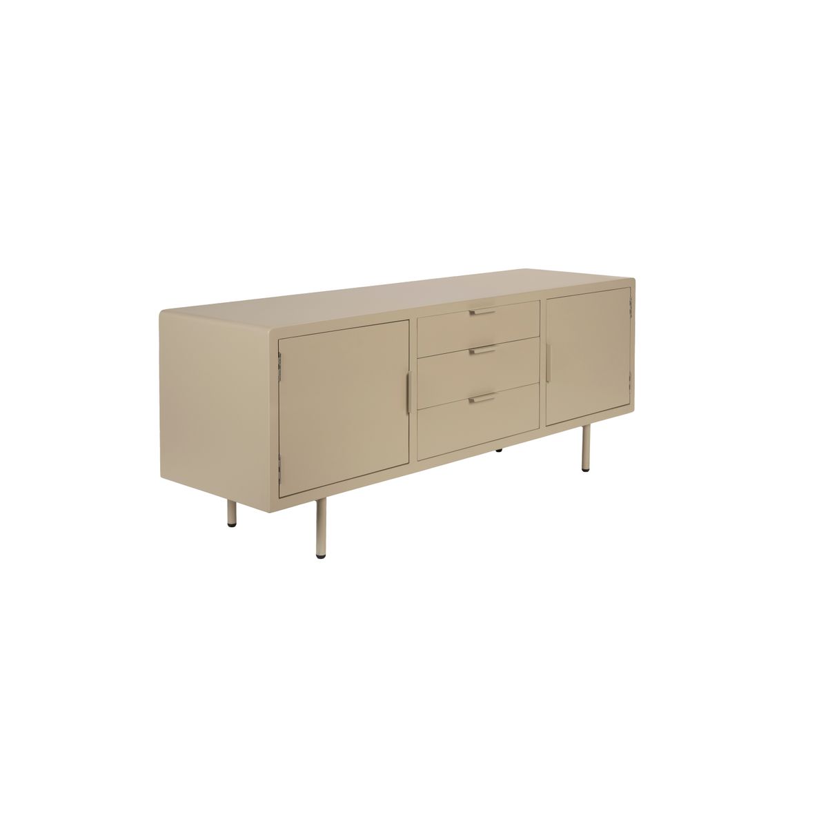 WHITE LABEL LIVING Kos skænk, m. 2 låger og 3 skuffer - beige MDF og metal