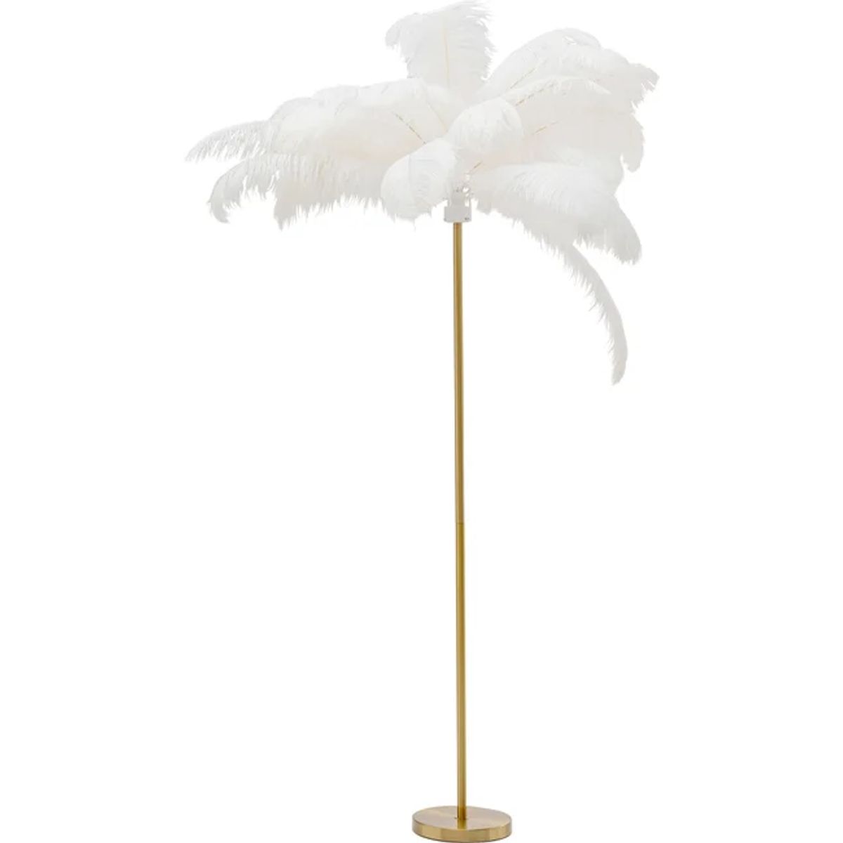 KARE DESIGN Feather Palm gulvlampe - hvid strudsefjer og messing stål