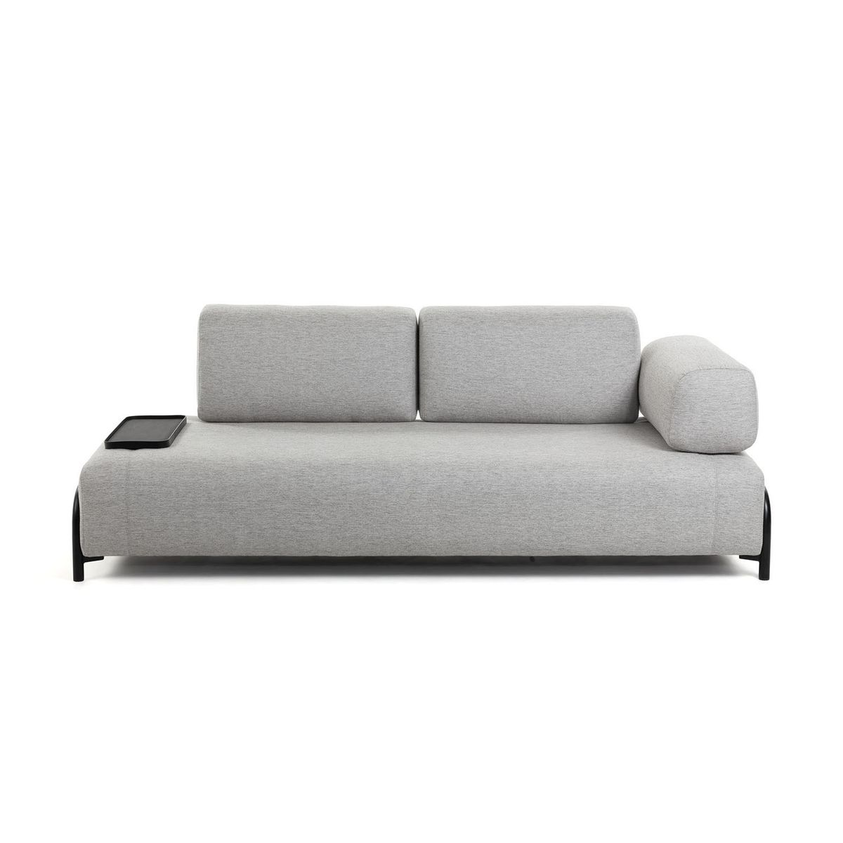 KAVE HOME Compo 3 pers. sofa m. lille bakke - lysegrå stof og metal