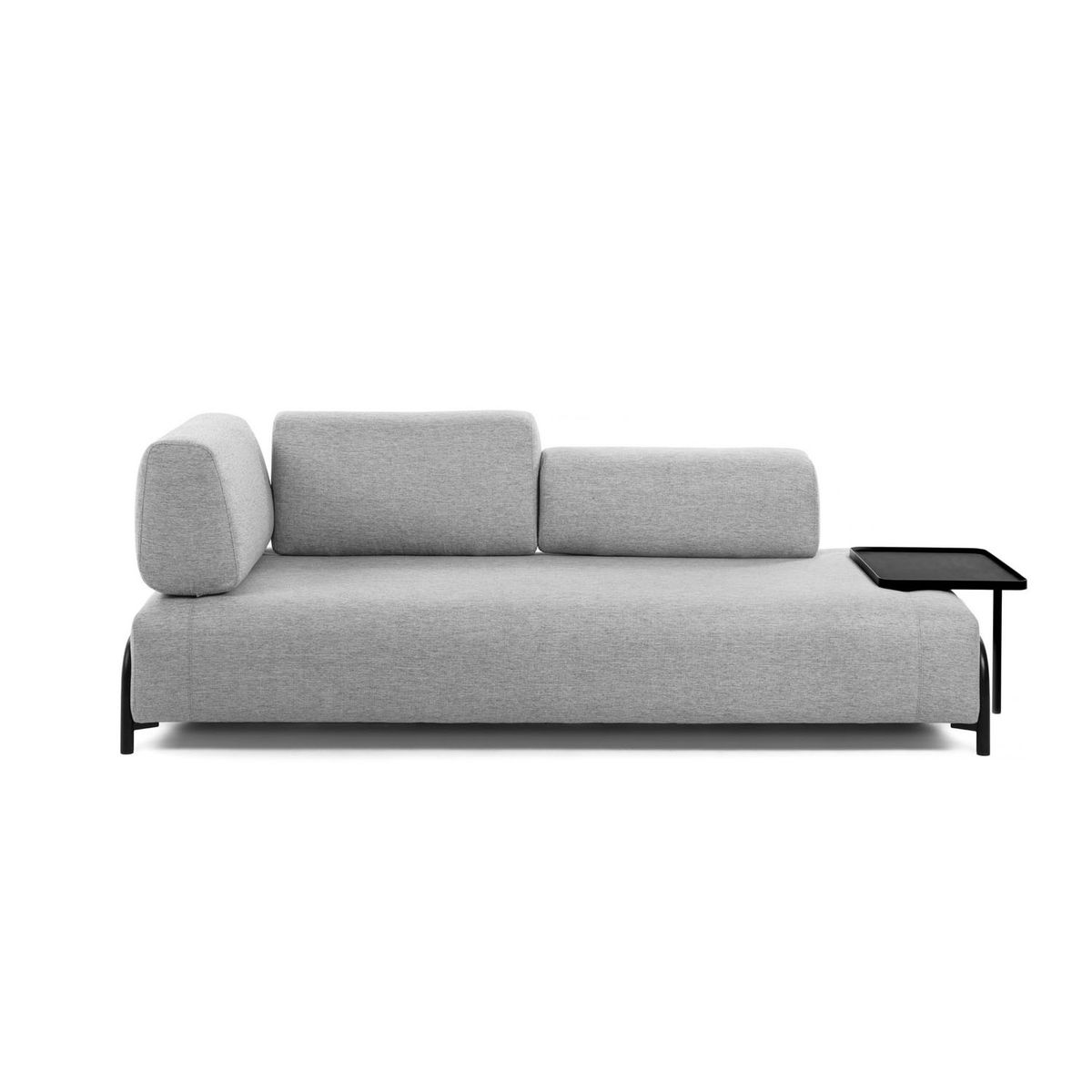 KAVE HOME Compo 3 pers. sofa m. stor bakke - lysegrå stof og metal