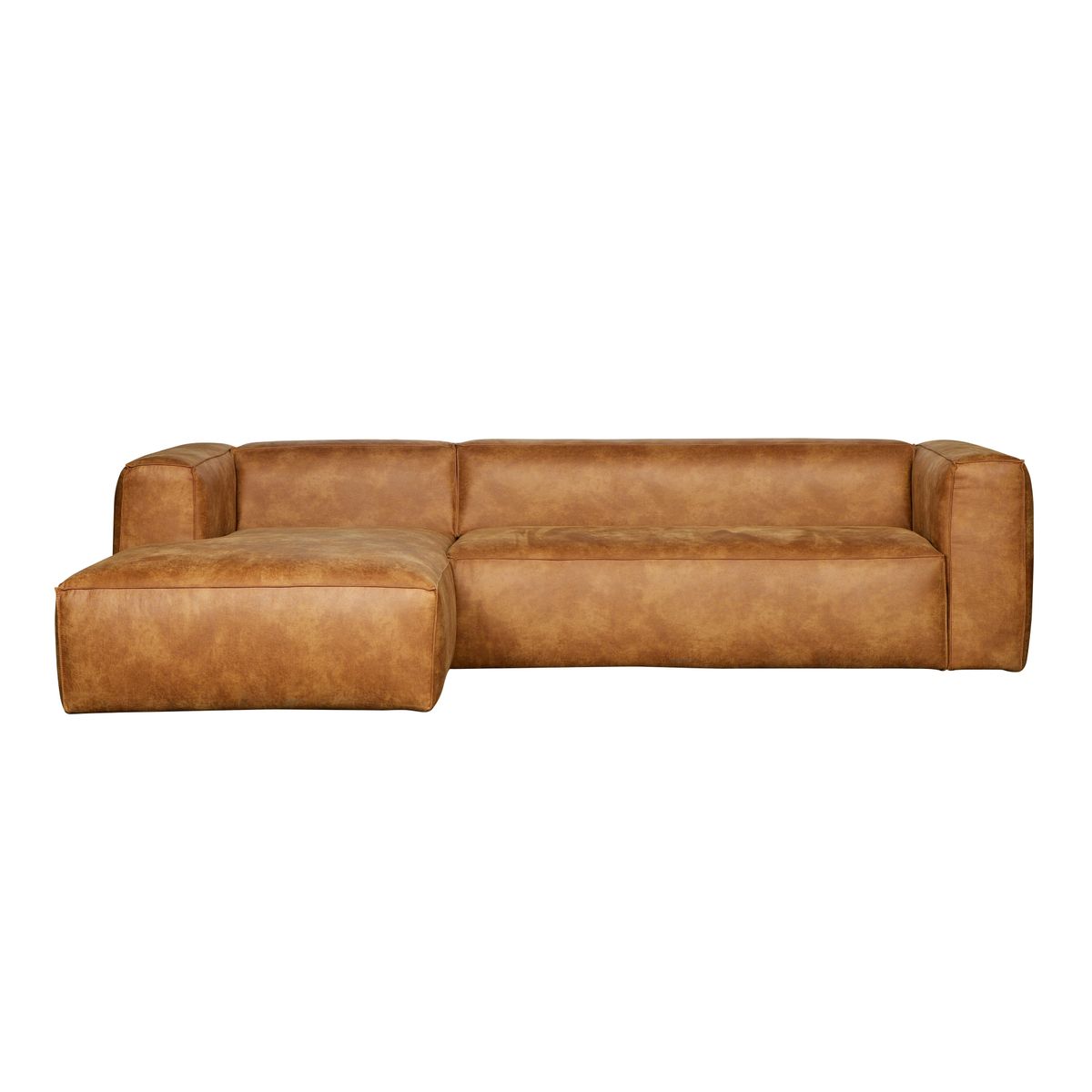 WOOOD Bean hjørnesofa, venstre - cognac læderfiber/polyester