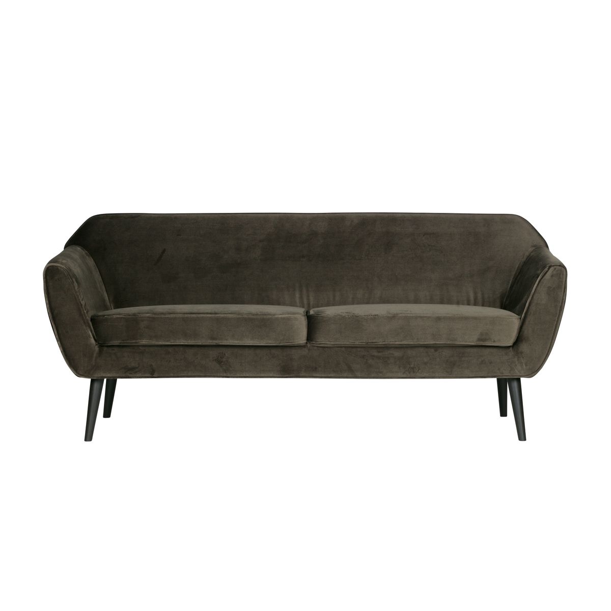 WOOOD Rocco sofa - varm grøn polyester fløjl og sort bøgetræ