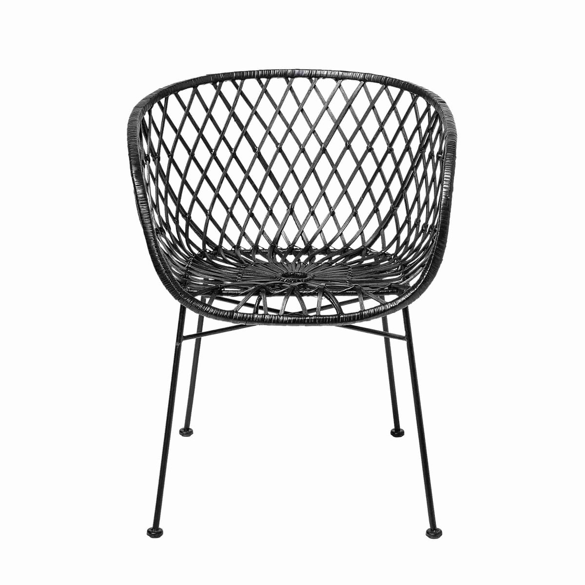 BLOOMINGVILLE loungestol - sort rattan/metal, m. armlæn