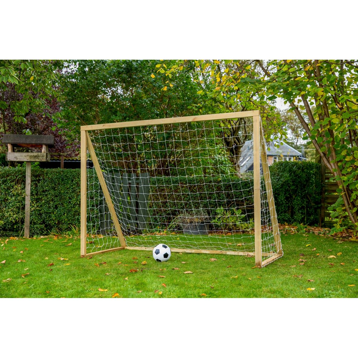 Fodboldmål i TRÆ - 200 cm x 160 cm med net - KRAFTIG KVALITET - HURTIG LEVERING