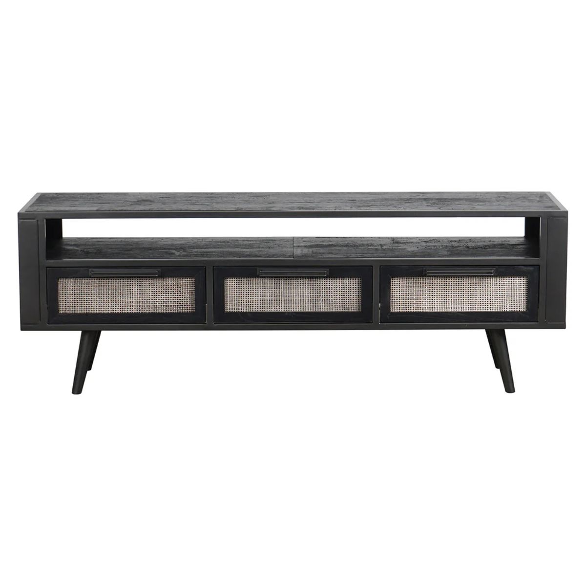 NOVASOLO NORDIC MINDI RATTAN NORDIC SORT TV BORD MED 3 SKUFFE - 160