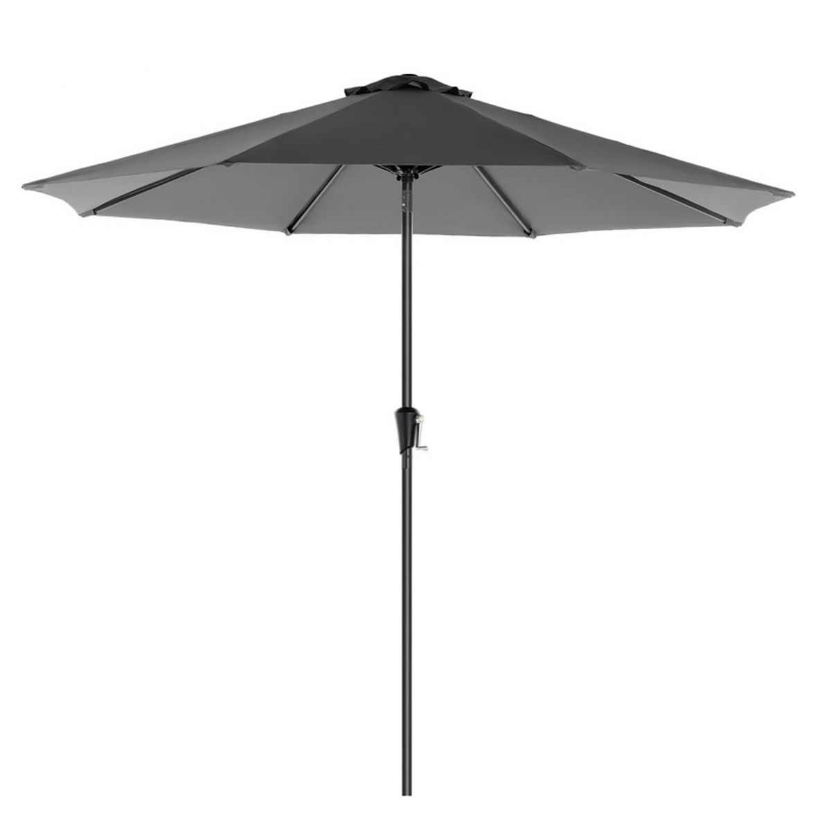 Haveparasol Ø3 M med krank - rund Ø 300 cm parasol - grå - Haveparasoller > Metal parasoller - parasoller i metal - Daily-Living